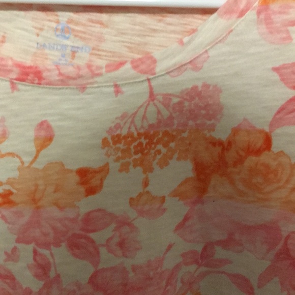 Beautiful Floral Lands End T pink/orange stretchy - Picture 2 of 5